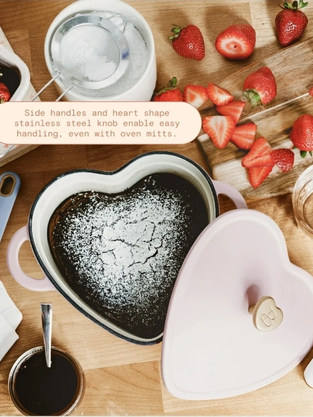 Beautiful By Drew Barrymore Heart-Shaped Cast Iron Casserole - Pink